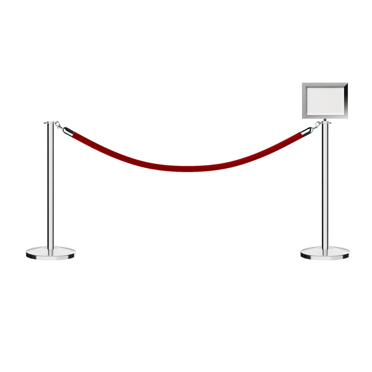 Flat Top Post and Rope Stanchion Kit with Sign Frame - Montour Line - Crowd Control Warehouse