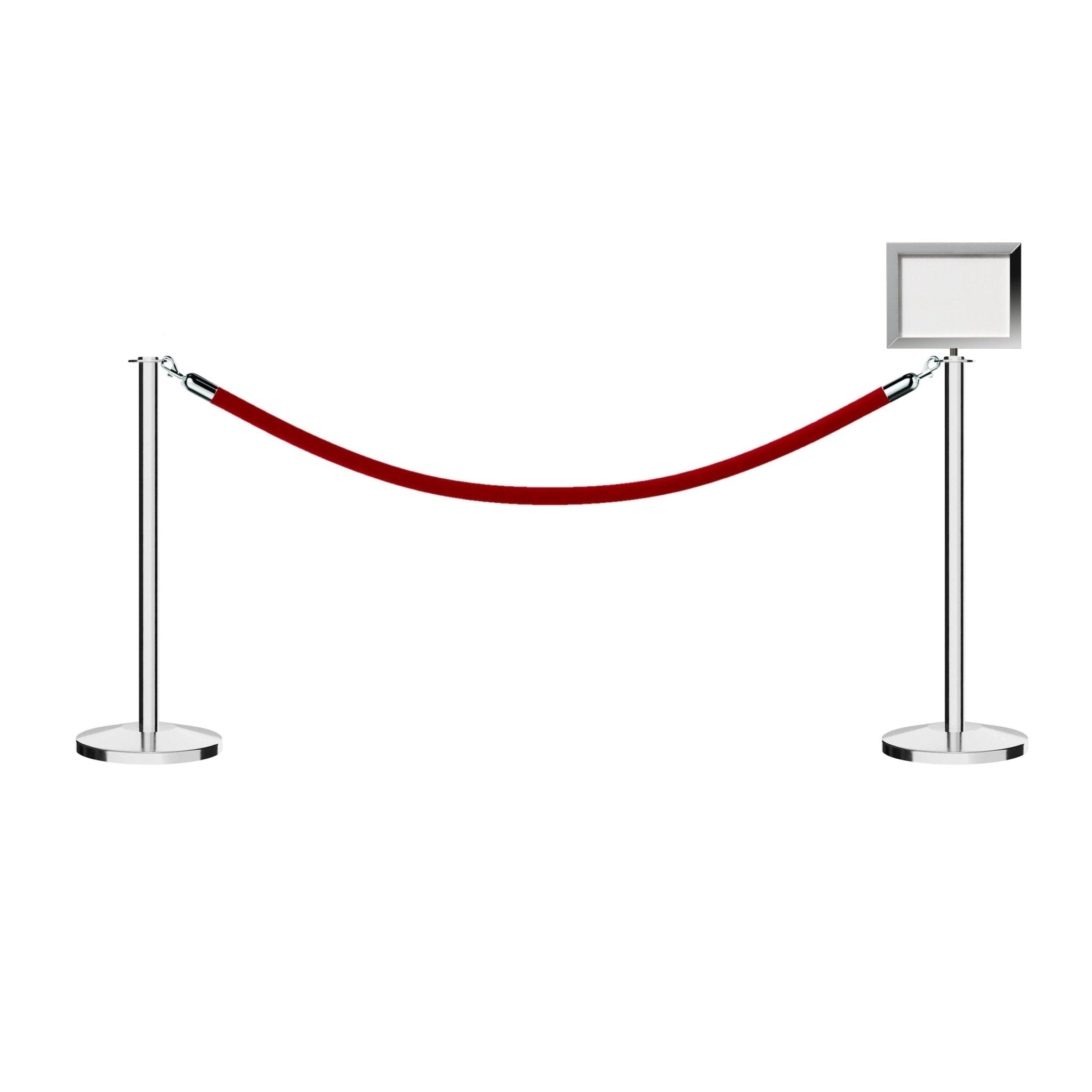 Flat Top Post and Rope Stanchion Kit with Sign Frame - Montour Line - Crowd Control Warehouse
