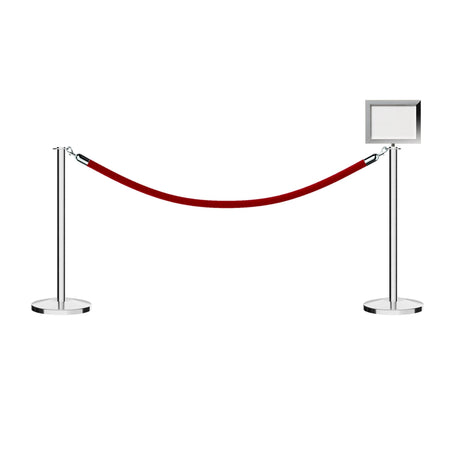 Flat Top Post and Rope Stanchion Kit with Sign Frame - Montour Line - Crowd Control Warehouse