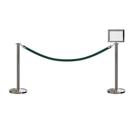 Flat Top Post and Rope Stanchion Kit with Sign Frame - Montour Line - Crowd Control Warehouse