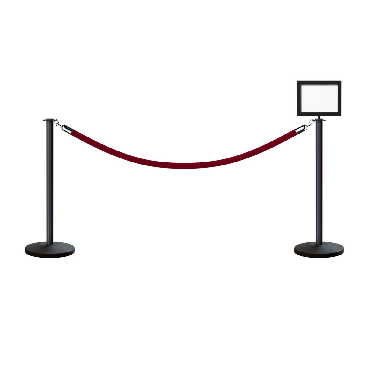 Flat Top Post and Rope Stanchion Kit with Sign Frame - Montour Line - Crowd Control Warehouse