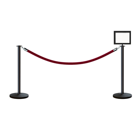 Flat Top Post and Rope Stanchion Kit with Sign Frame - Montour Line - Crowd Control Warehouse