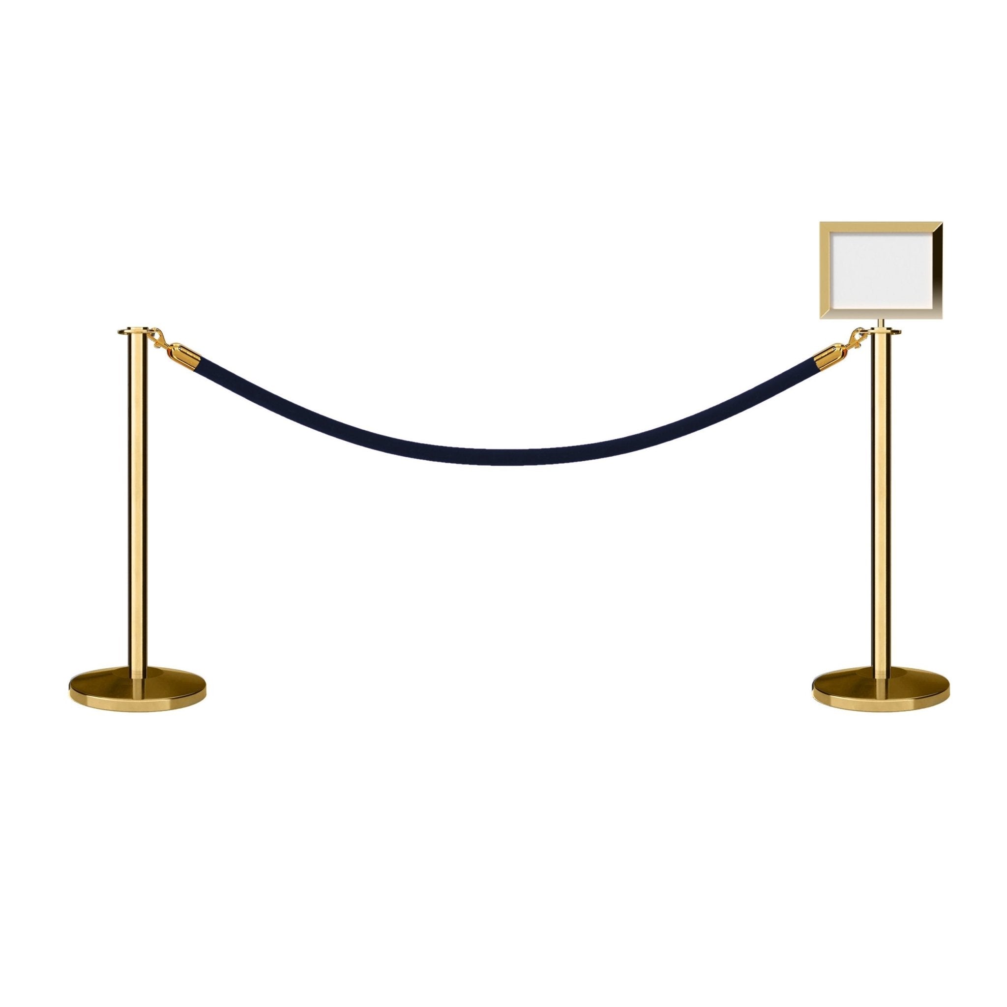 Flat Top Post and Rope Stanchion Kit with Sign Frame - Montour Line - Crowd Control Warehouse