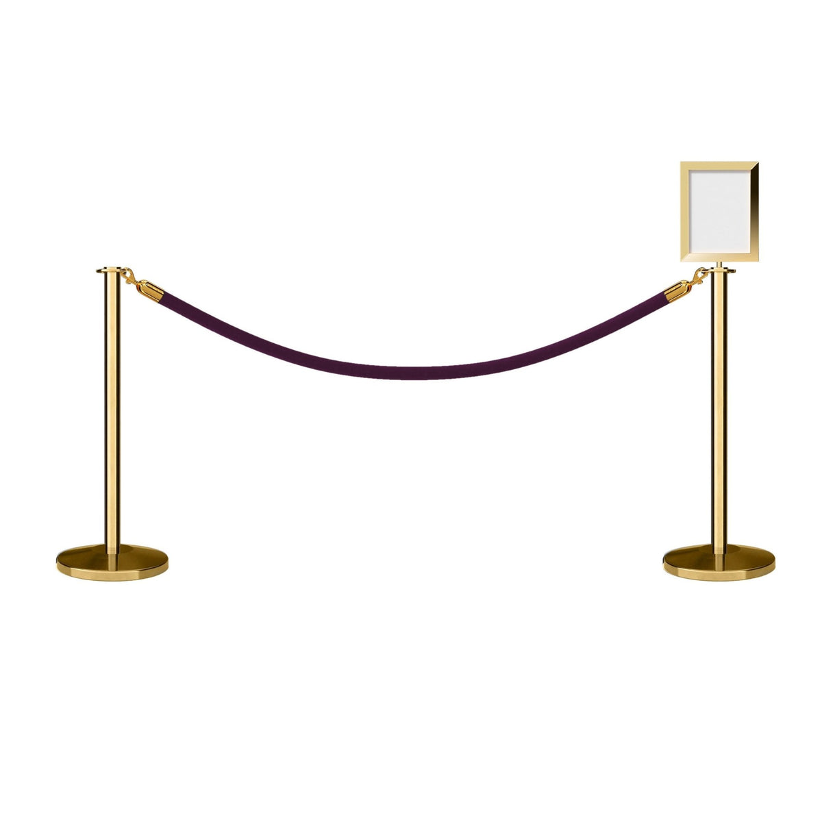 Flat Top Post and Rope Stanchion Kit with Sign Frame - Montour Line - Crowd Control Warehouse