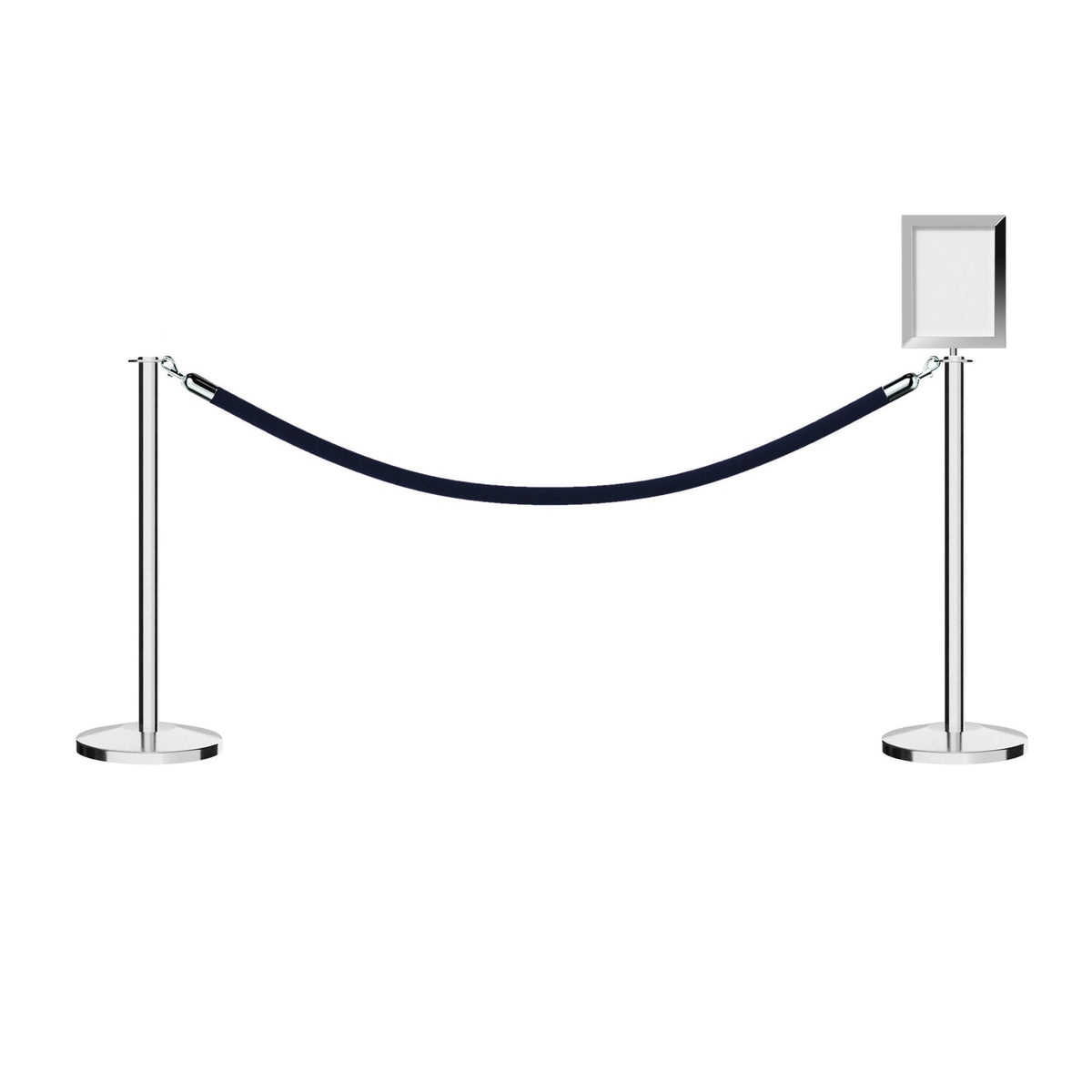 Flat Top Post and Rope Stanchion Kit with Sign Frame - Montour Line - Crowd Control Warehouse