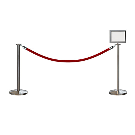 Flat Top Post and Rope Stanchion Kit with Sign Frame - Montour Line - Crowd Control Warehouse