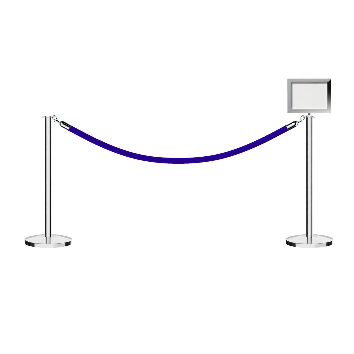 Flat Top Post and Rope Stanchion Kit with Sign Frame - Montour Line - Crowd Control Warehouse