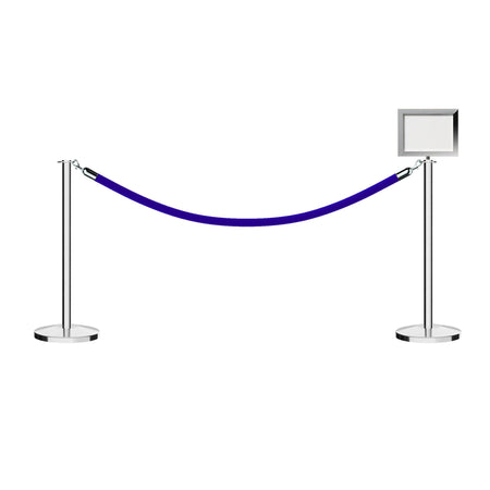Flat Top Post and Rope Stanchion Kit with Sign Frame - Montour Line - Crowd Control Warehouse