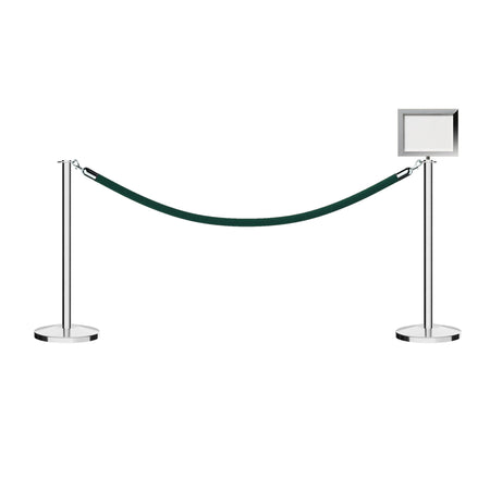 Flat Top Post and Rope Stanchion Kit with Sign Frame - Montour Line - Crowd Control Warehouse