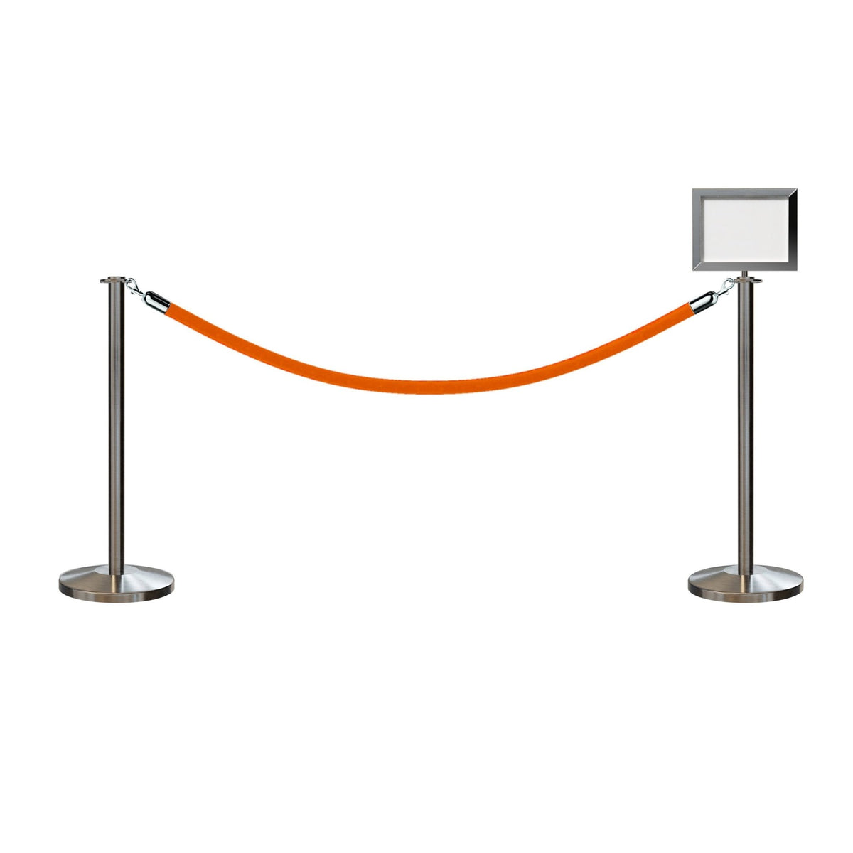 Flat Top Post and Rope Stanchion Kit with Sign Frame - Montour Line - Crowd Control Warehouse