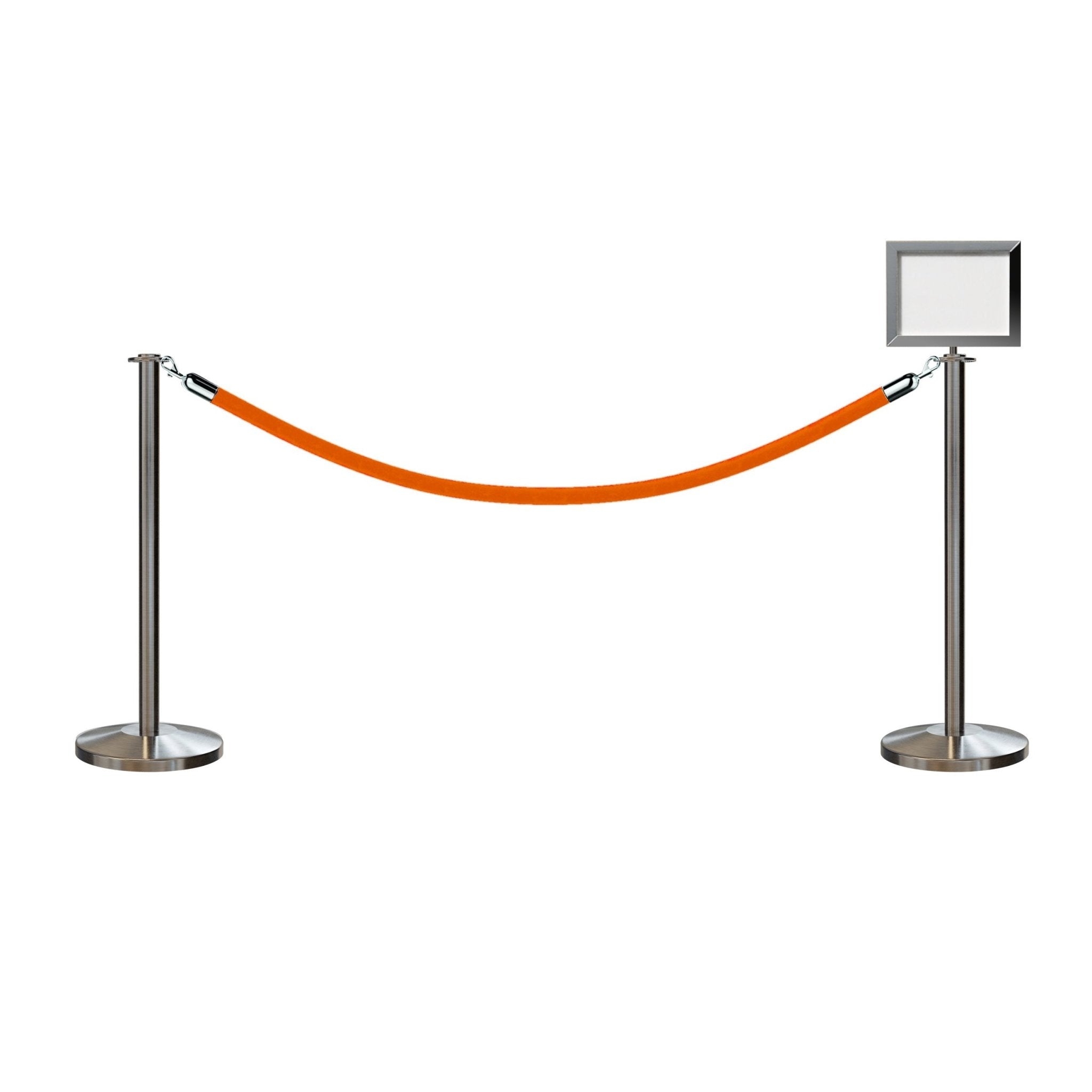 Flat Top Post and Rope Stanchion Kit with Sign Frame - Montour Line - Crowd Control Warehouse