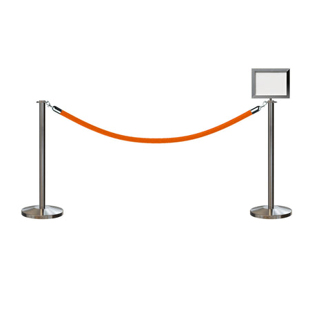 Flat Top Post and Rope Stanchion Kit with Sign Frame - Montour Line - Crowd Control Warehouse