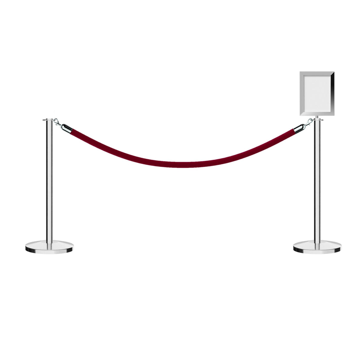 Flat Top Post and Rope Stanchion Kit with Sign Frame - Montour Line - Crowd Control Warehouse