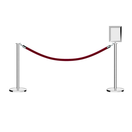 Flat Top Post and Rope Stanchion Kit with Sign Frame - Montour Line - Crowd Control Warehouse