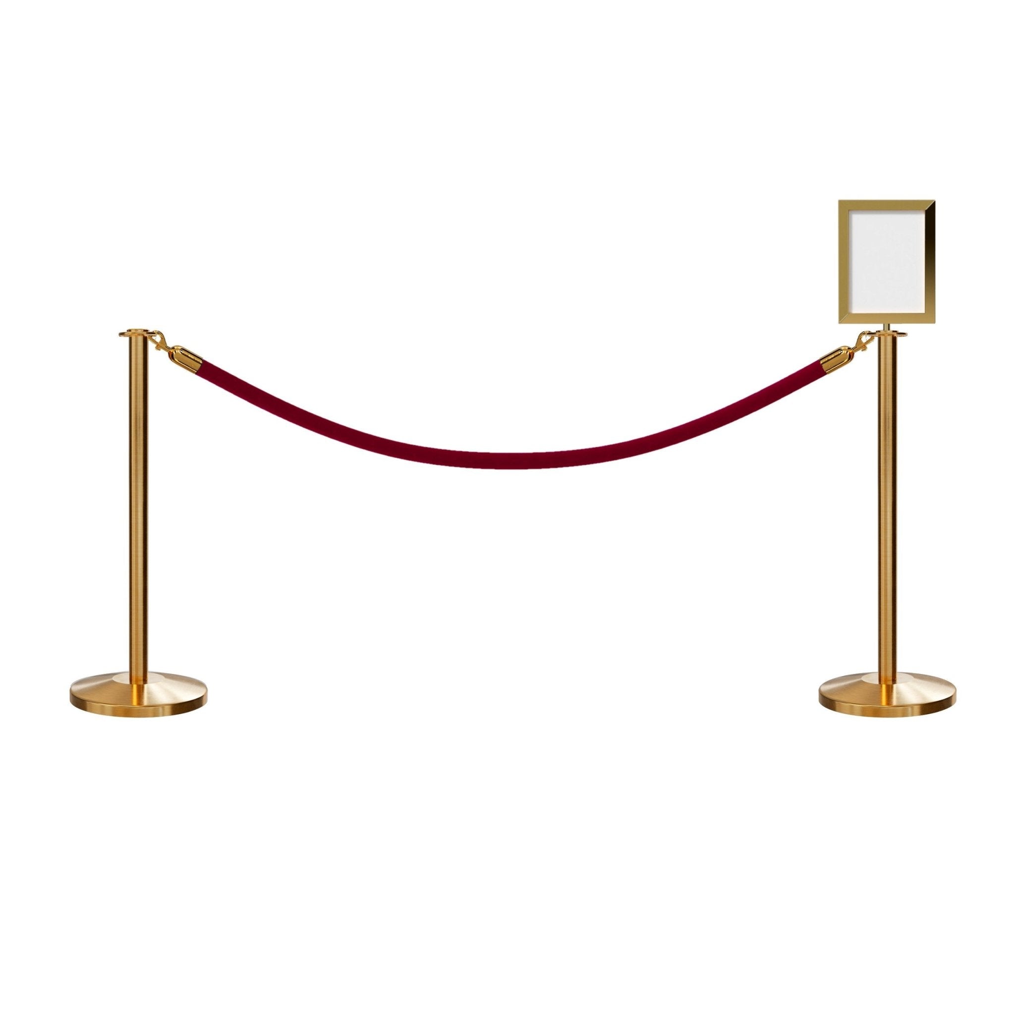Flat Top Post and Rope Stanchion Kit with Sign Frame - Montour Line - Crowd Control Warehouse
