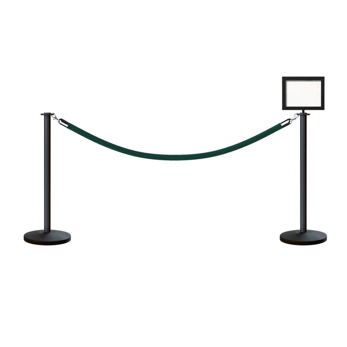 Flat Top Post and Rope Stanchion Kit with Sign Frame - Montour Line - Crowd Control Warehouse