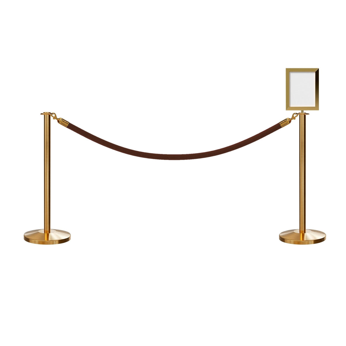Flat Top Post and Rope Stanchion Kit with Sign Frame - Montour Line - Crowd Control Warehouse