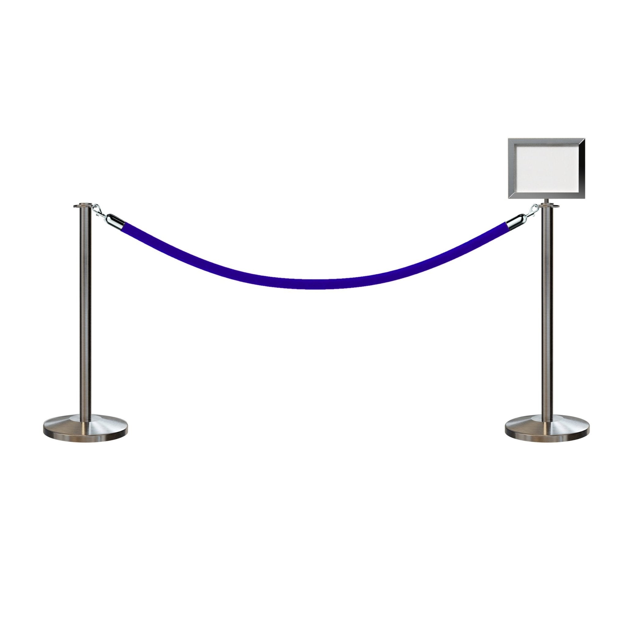 Flat Top Post and Rope Stanchion Kit with Sign Frame - Montour Line - Crowd Control Warehouse