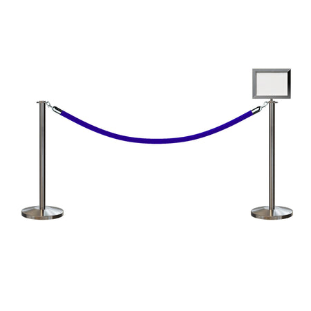Flat Top Post and Rope Stanchion Kit with Sign Frame - Montour Line - Crowd Control Warehouse