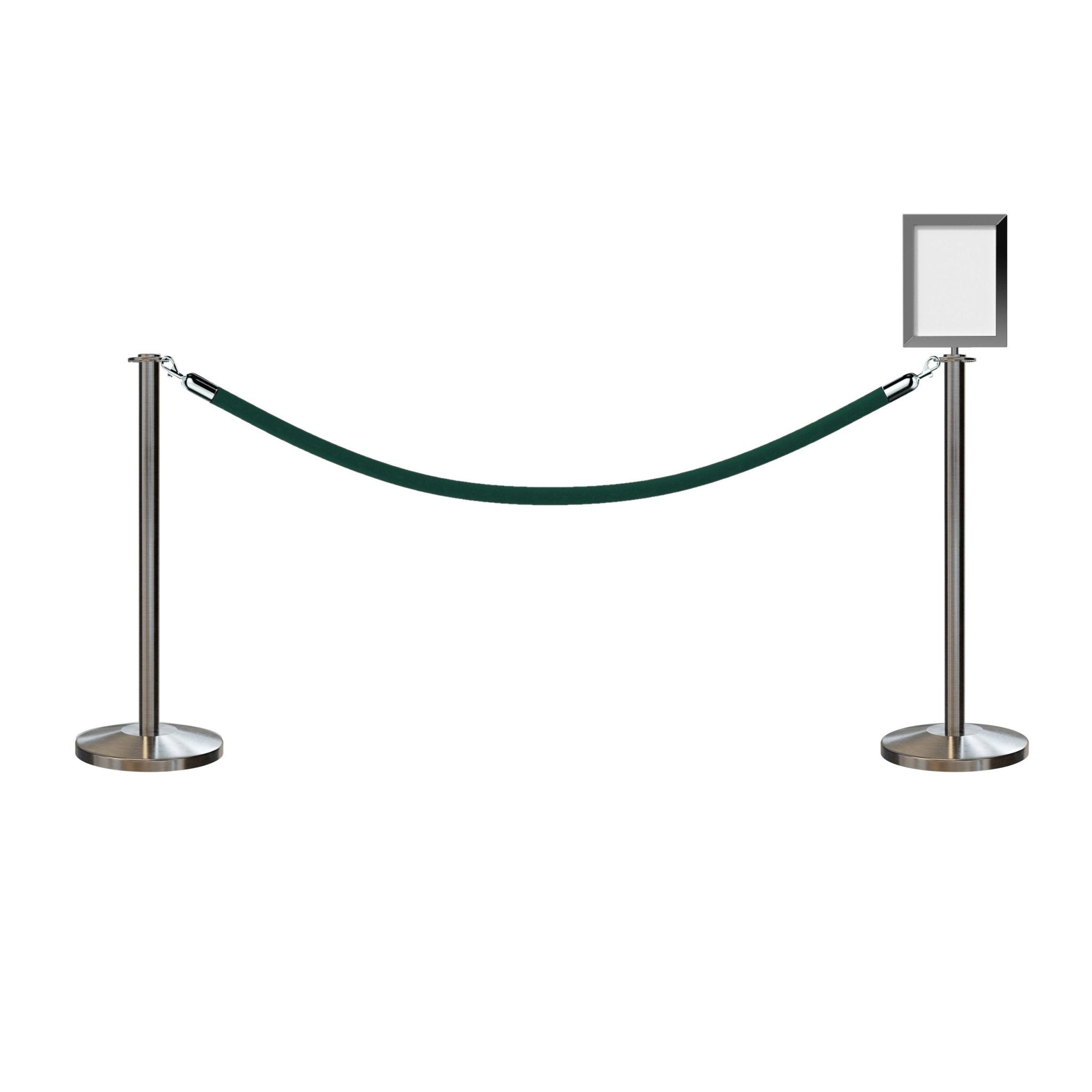 Flat Top Post and Rope Stanchion Kit with Sign Frame - Montour Line - Crowd Control Warehouse