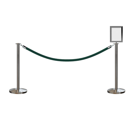 Flat Top Post and Rope Stanchion Kit with Sign Frame - Montour Line - Crowd Control Warehouse
