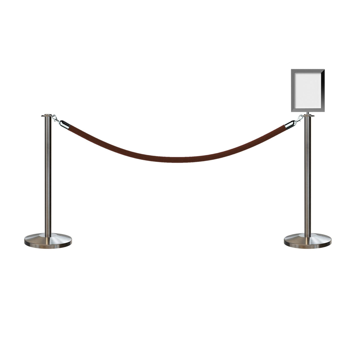 Flat Top Post and Rope Stanchion Kit with Sign Frame - Montour Line - Crowd Control Warehouse