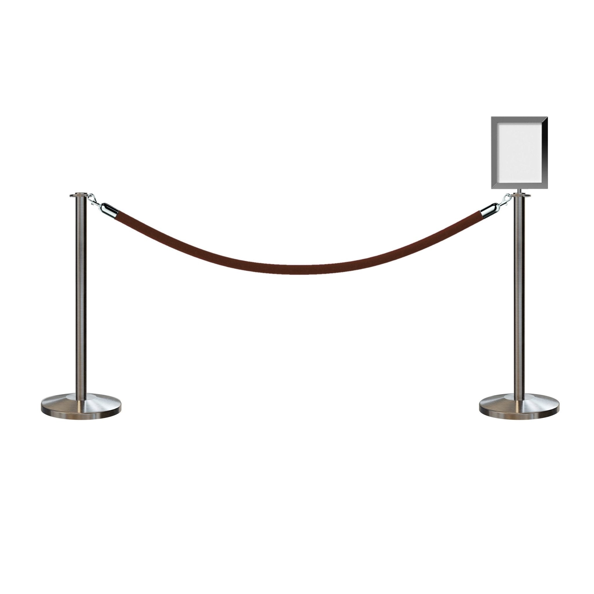 Flat Top Post and Rope Stanchion Kit with Sign Frame - Montour Line - Crowd Control Warehouse