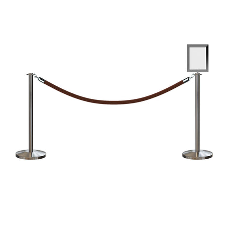 Flat Top Post and Rope Stanchion Kit with Sign Frame - Montour Line - Crowd Control Warehouse