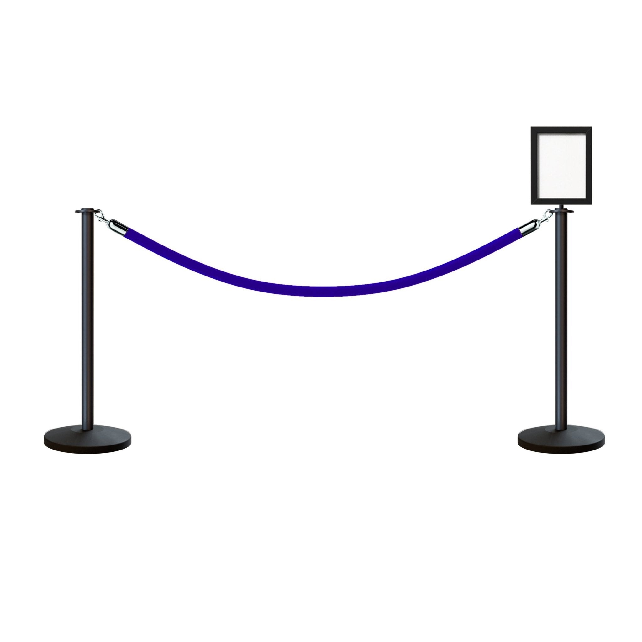 Flat Top Post and Rope Stanchion Kit with Sign Frame - Montour Line - Crowd Control Warehouse