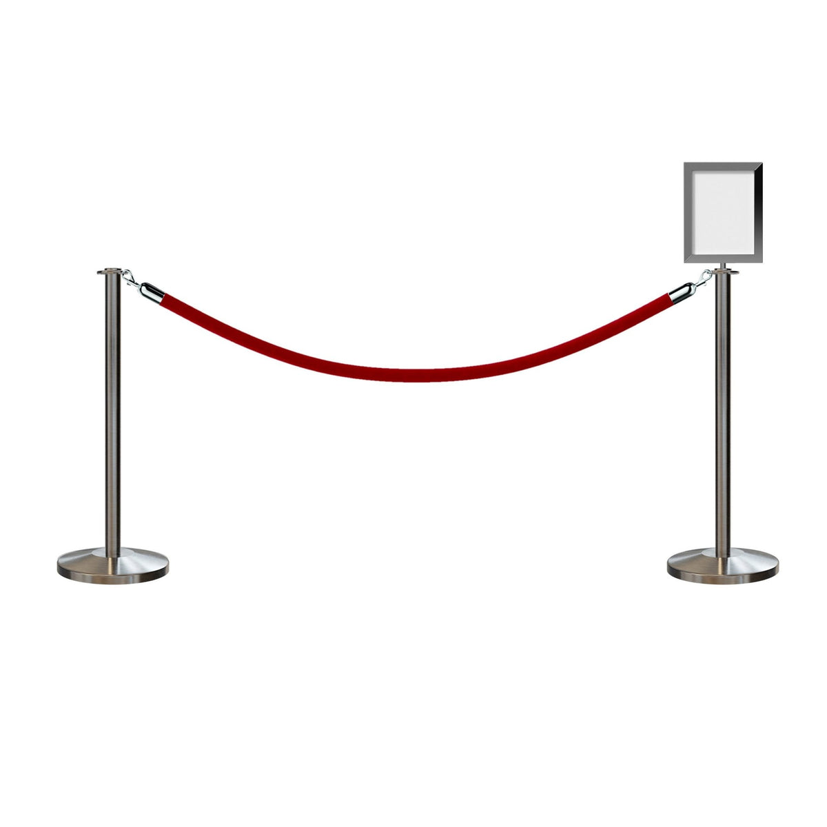 Flat Top Post and Rope Stanchion Kit with Sign Frame - Montour Line - Crowd Control Warehouse