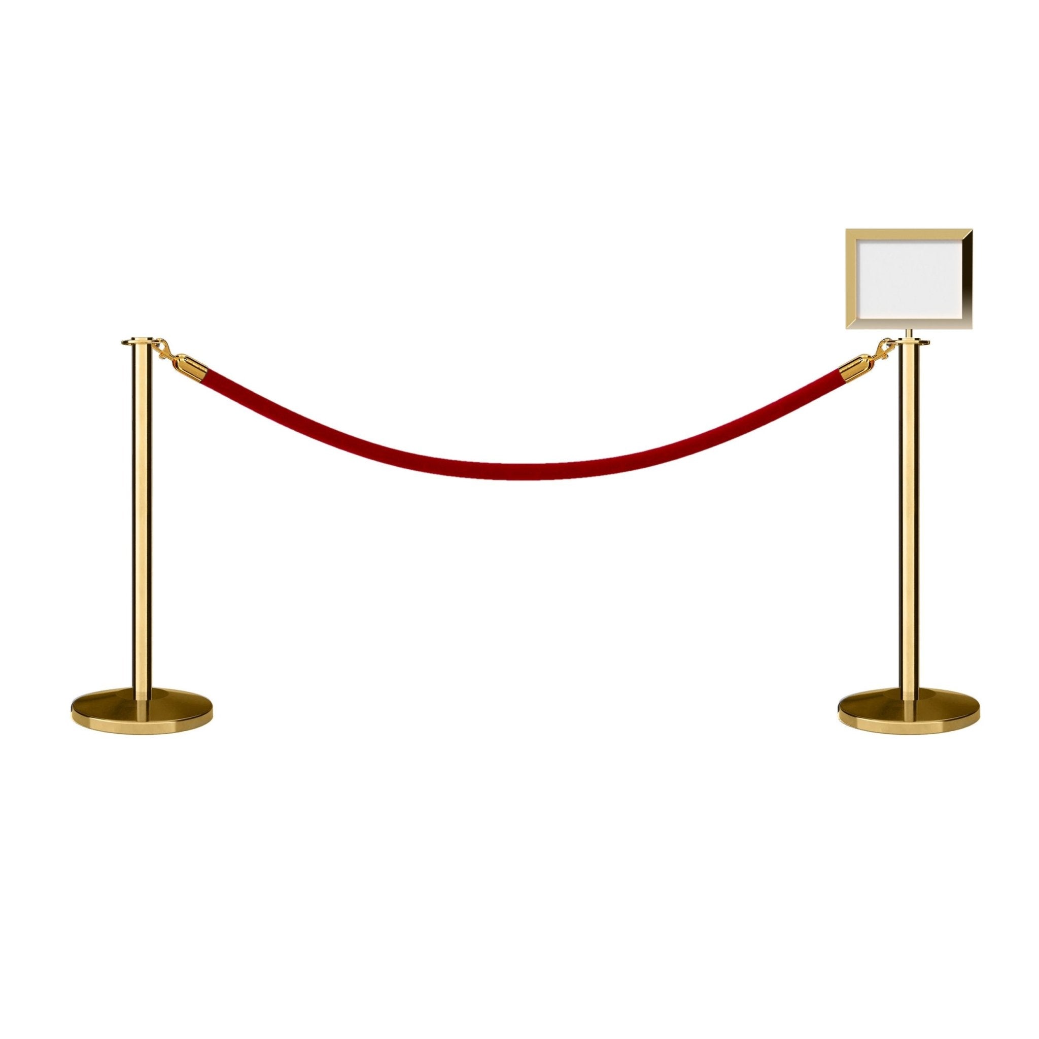 Flat Top Post and Rope Stanchion Kit with Sign Frame - Montour Line - Crowd Control Warehouse