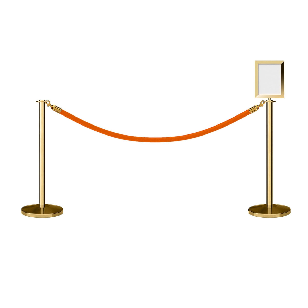 Flat Top Post and Rope Stanchion Kit with Sign Frame - Montour Line - Crowd Control Warehouse