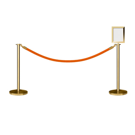 Flat Top Post and Rope Stanchion Kit with Sign Frame - Montour Line - Crowd Control Warehouse