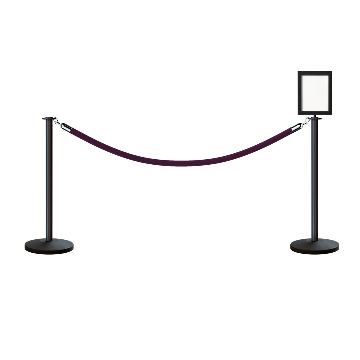 Flat Top Post and Rope Stanchion Kit with Sign Frame - Montour Line - Crowd Control Warehouse