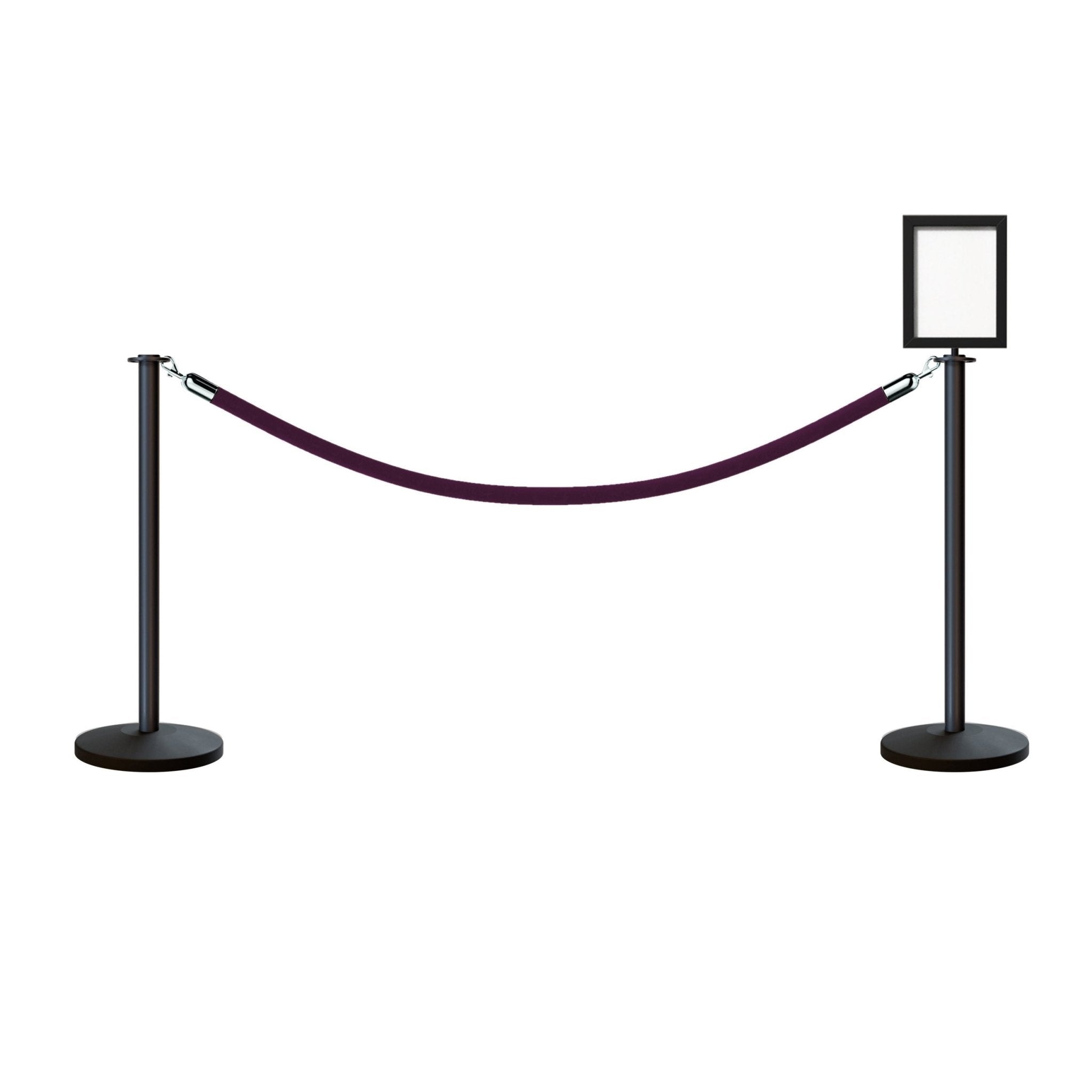 Flat Top Post and Rope Stanchion Kit with Sign Frame - Montour Line - Crowd Control Warehouse