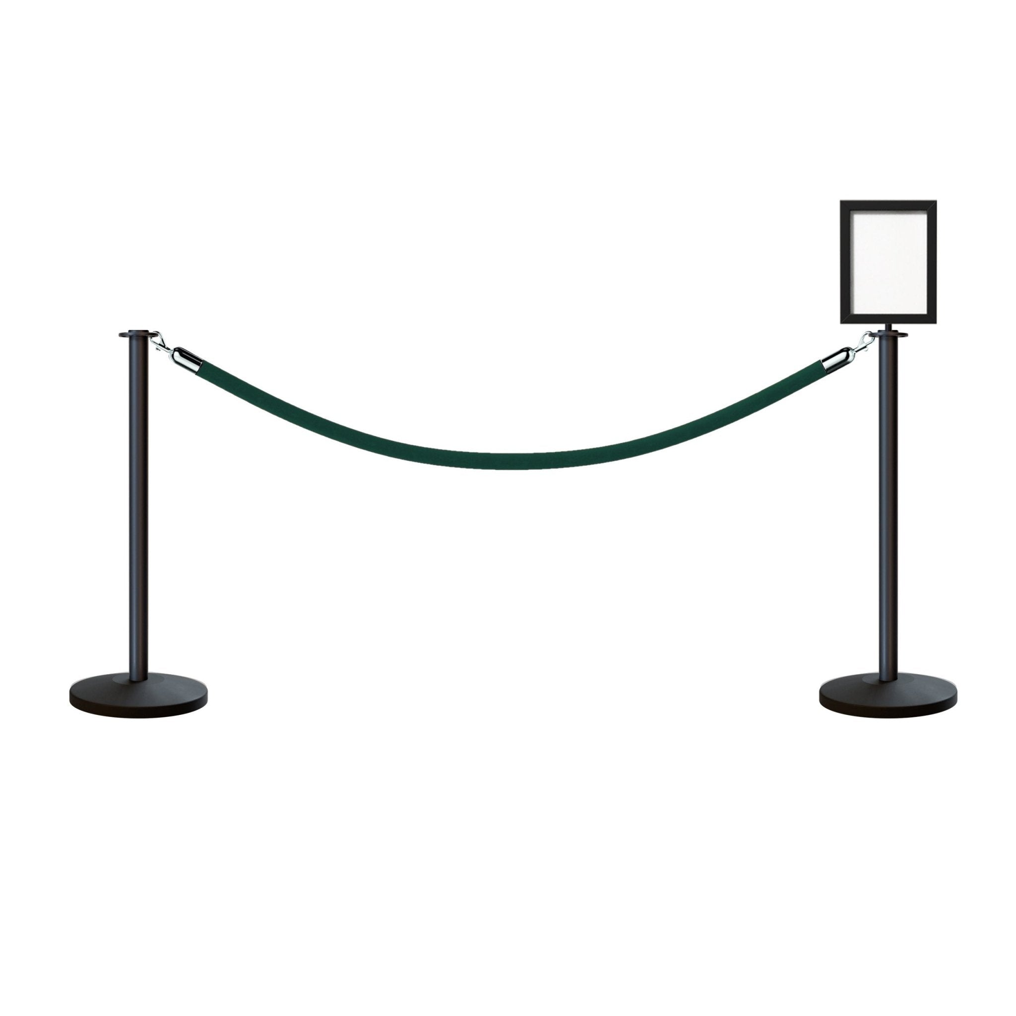 Flat Top Post and Rope Stanchion Kit with Sign Frame - Montour Line - Crowd Control Warehouse