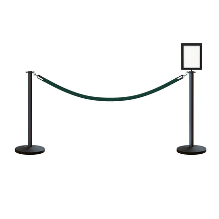 Flat Top Post and Rope Stanchion Kit with Sign Frame - Montour Line - Crowd Control Warehouse