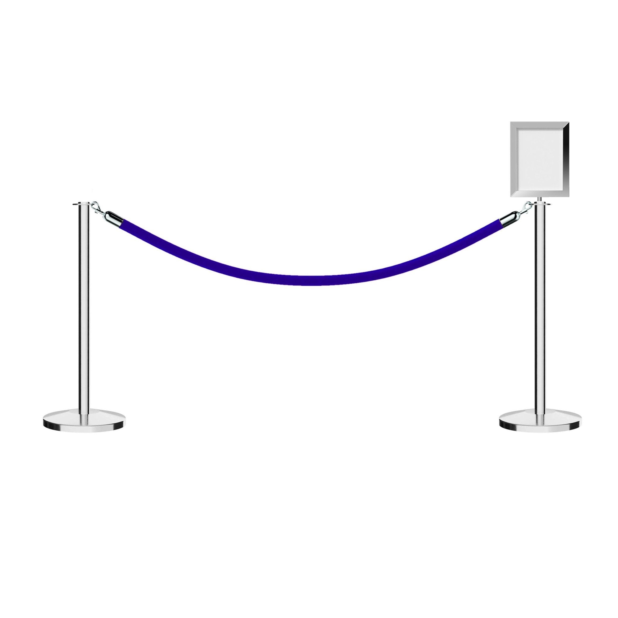 Flat Top Post and Rope Stanchion Kit with Sign Frame - Montour Line - Crowd Control Warehouse