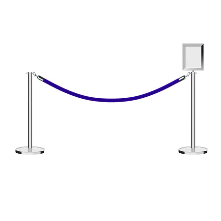 Flat Top Post and Rope Stanchion Kit with Sign Frame - Montour Line - Crowd Control Warehouse