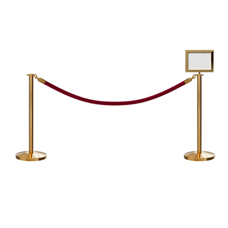 Flat Top Post and Rope Stanchion Kit with Sign Frame - Montour Line - Crowd Control Warehouse