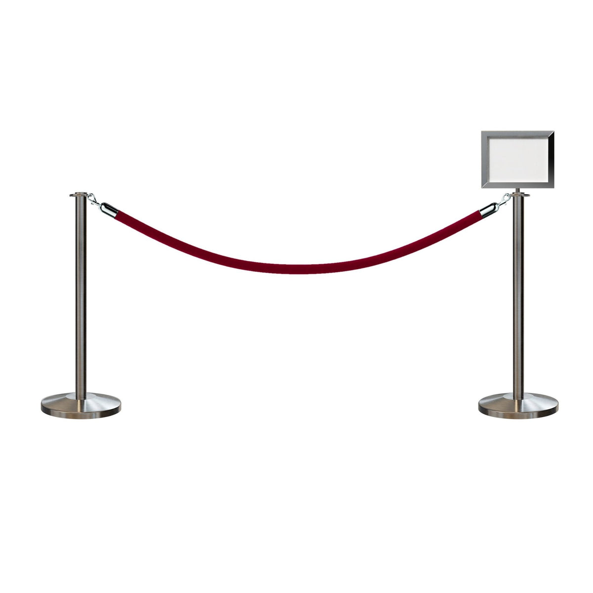 Flat Top Post and Rope Stanchion Kit with Sign Frame - Montour Line - Crowd Control Warehouse