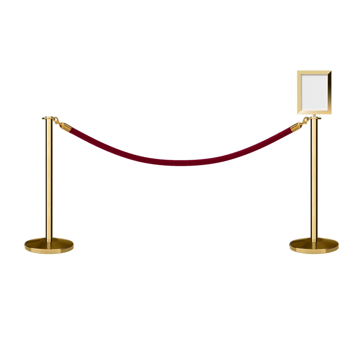 Flat Top Post and Rope Stanchion Kit with Sign Frame - Montour Line - Crowd Control Warehouse
