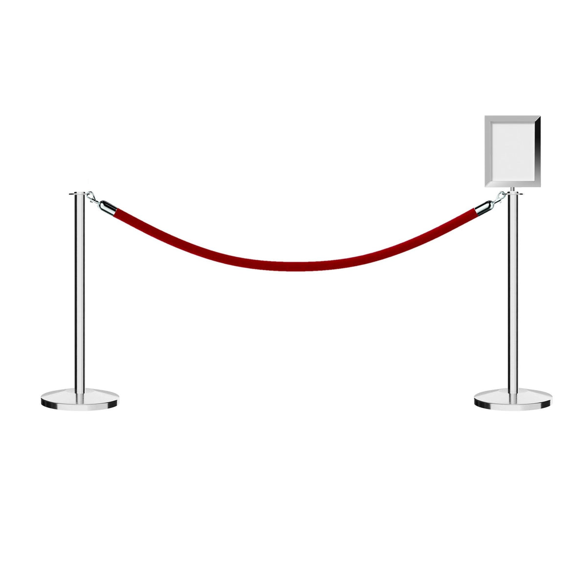Flat Top Post and Rope Stanchion Kit with Sign Frame - Montour Line - Crowd Control Warehouse