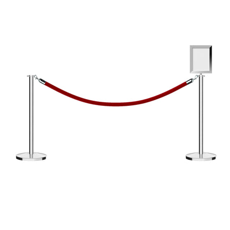 Flat Top Post and Rope Stanchion Kit with Sign Frame - Montour Line - Crowd Control Warehouse