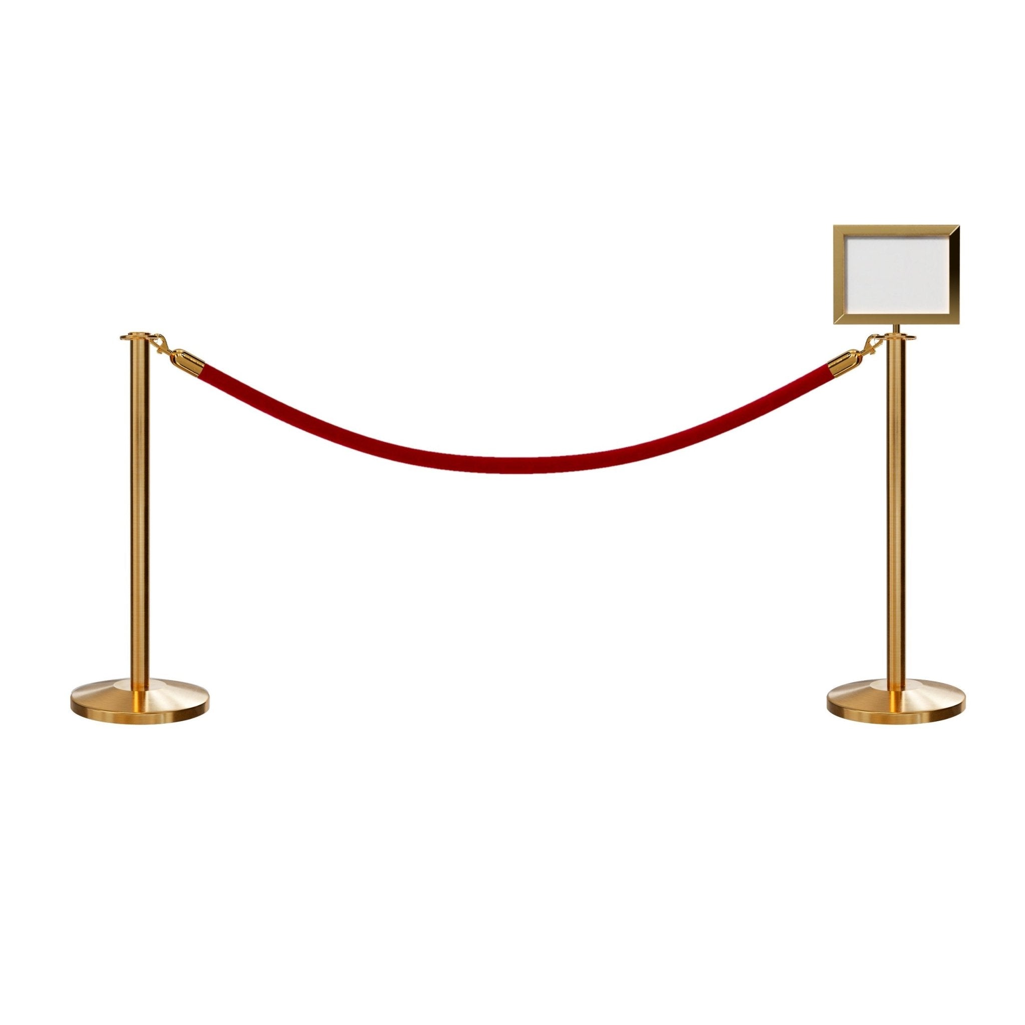 Flat Top Post and Rope Stanchion Kit with Sign Frame - Montour Line - Crowd Control Warehouse