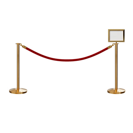 Flat Top Post and Rope Stanchion Kit with Sign Frame - Montour Line - Crowd Control Warehouse