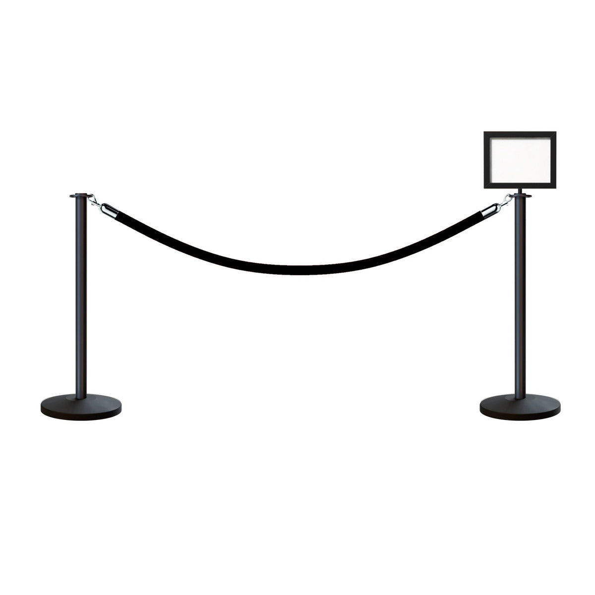 Flat Top Post and Rope Stanchion Kit with Sign Frame - Montour Line - Crowd Control Warehouse