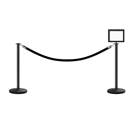 Flat Top Post and Rope Stanchion Kit with Sign Frame - Montour Line - Crowd Control Warehouse
