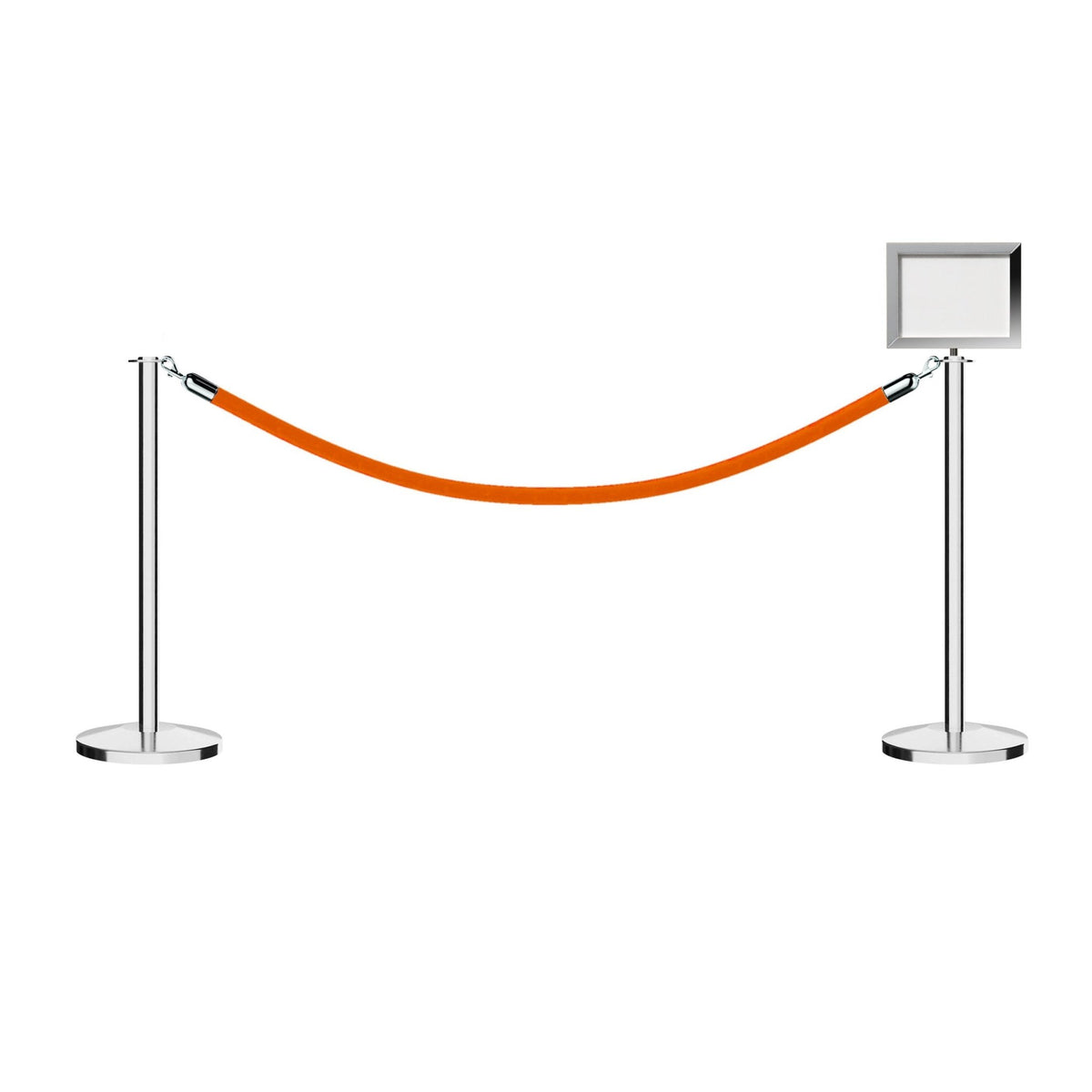 Flat Top Post and Rope Stanchion Kit with Sign Frame - Montour Line - Crowd Control Warehouse