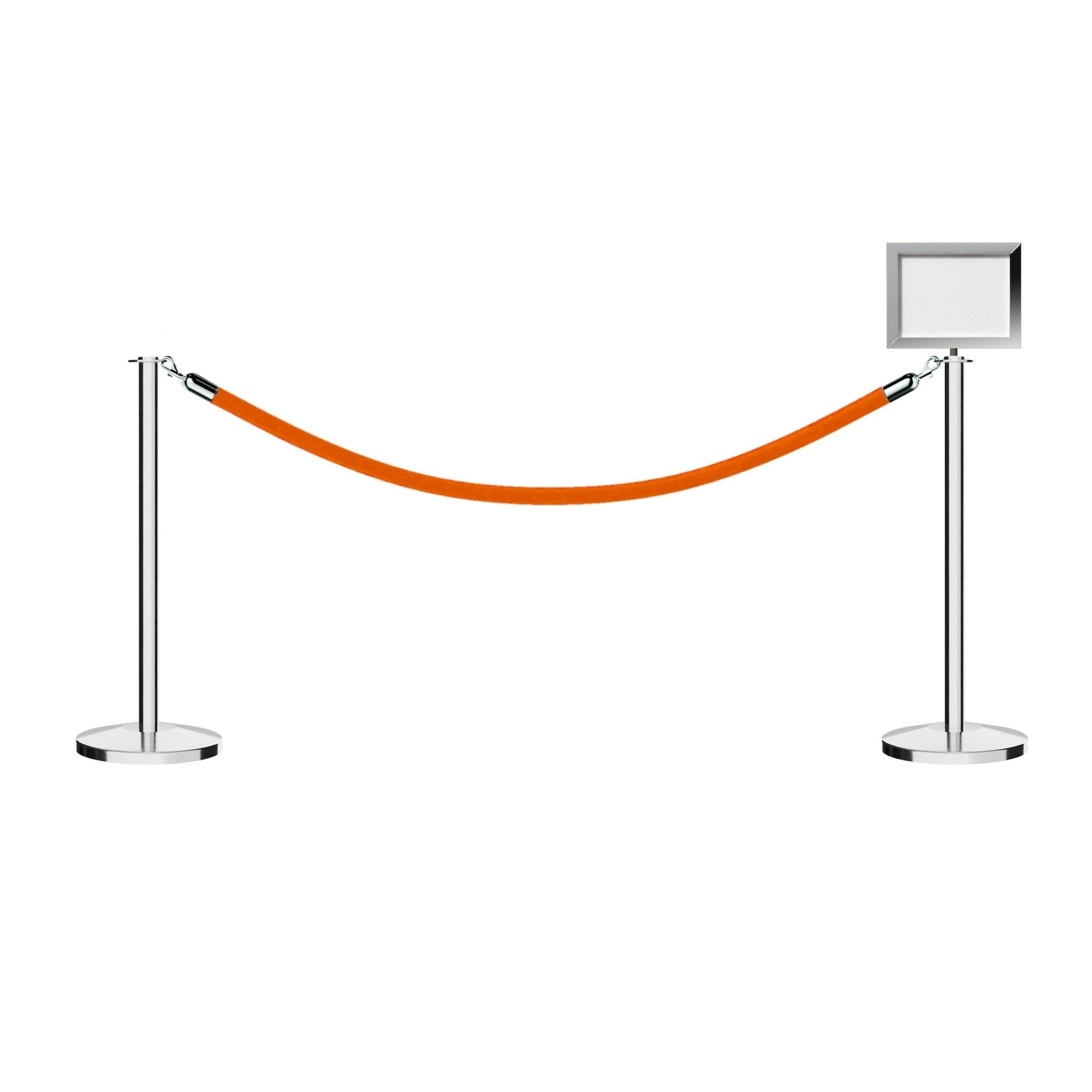 Flat Top Post and Rope Stanchion Kit with Sign Frame - Montour Line - Crowd Control Warehouse